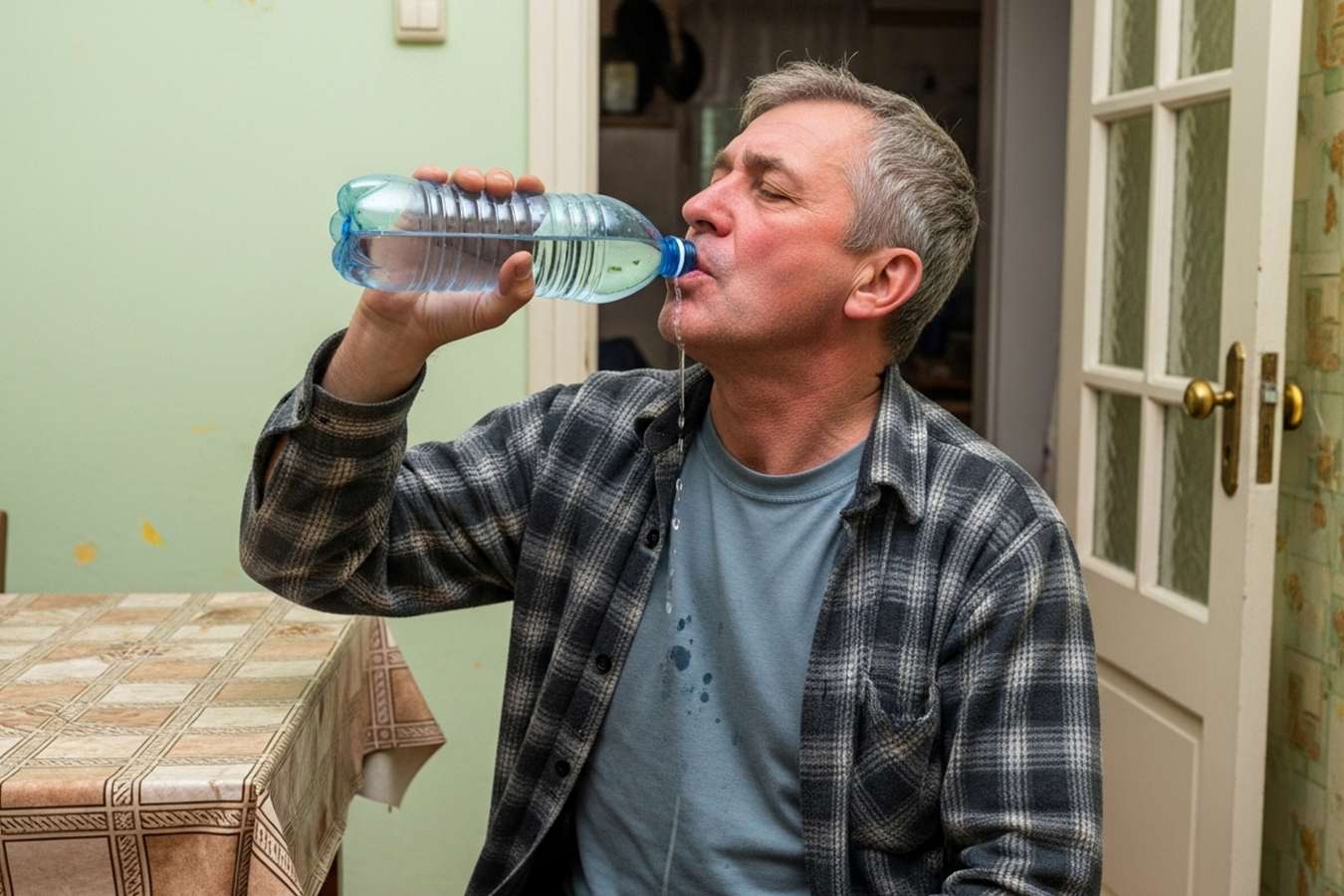 Мужчина пьет воду